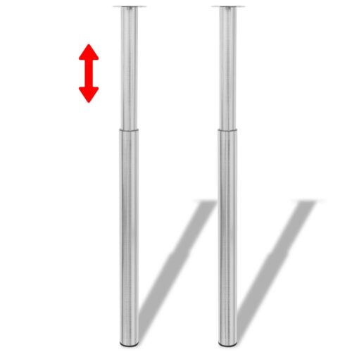 2pcs Telescopic Table Legs Brushed Nickel 710mm-1100mm