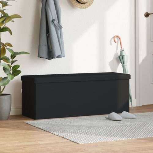 Folding Storage Ottoman Bench Blanket Linen Box Seat Foot Rest Stool PVC Leather - Image 3