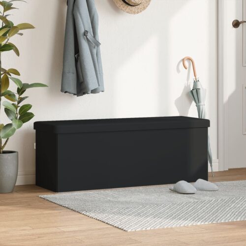 Folding Storage Ottoman Bench Blanket Linen Box Seat Foot Rest Stool PVC Leather - Image 12