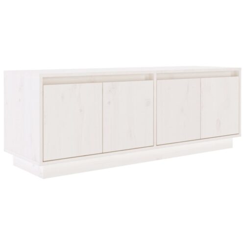 TV Cabinet White 110x34x40cm Solid Wood Pine - Image 2