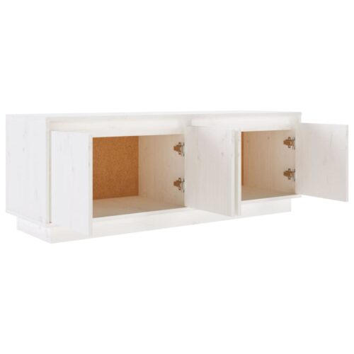 TV Cabinet White 110x34x40cm Solid Wood Pine - Image 6