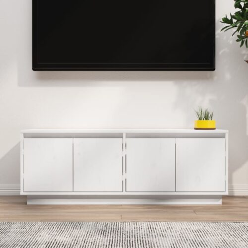 TV Cabinet White 110x34x40cm Solid Wood Pine - Image 10