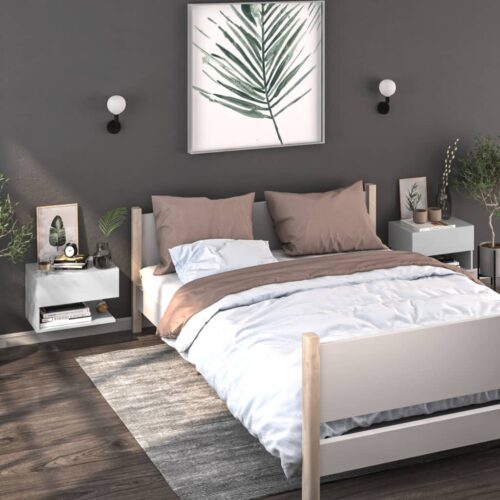 Wall-mounted Bedside Cabinets 2pcs White - Image 10