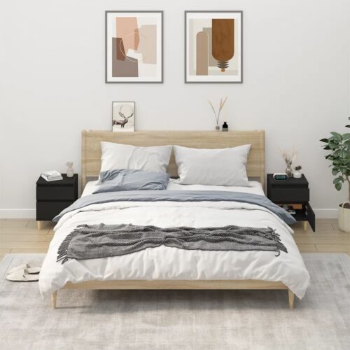Bedside Cabinets 2pcs Black 40x35x50cm - Image 12