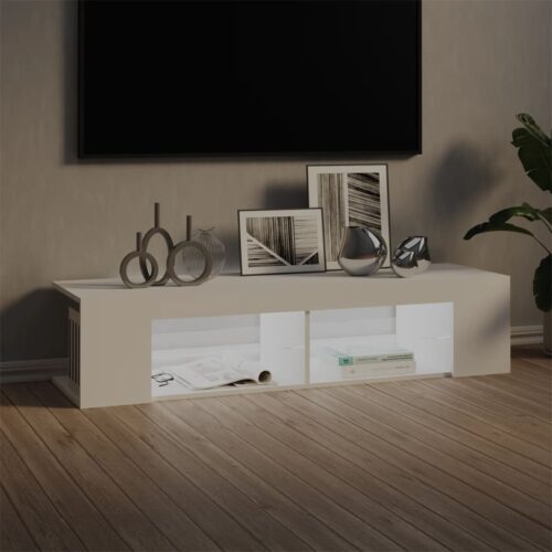 TV Cabinet with LED Lights White 135x39x30cm - Image 2