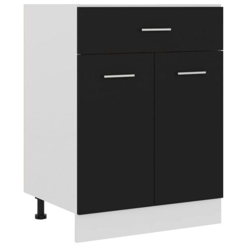 Drawer Bottom Cabinet Black 60x46x81.5cm Engineered Wood
