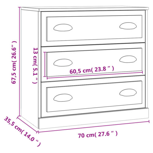 Sideboard White 70x35.5x67.5cm Engineered Wood - Image 10