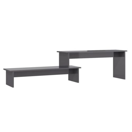 TV Cabinet High Gloss Grey 180x30x43cm Engineered Wood - Image 2