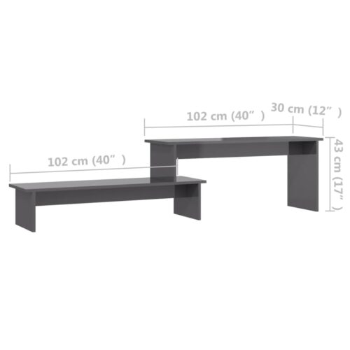 TV Cabinet High Gloss Grey 180x30x43cm Engineered Wood - Image 7