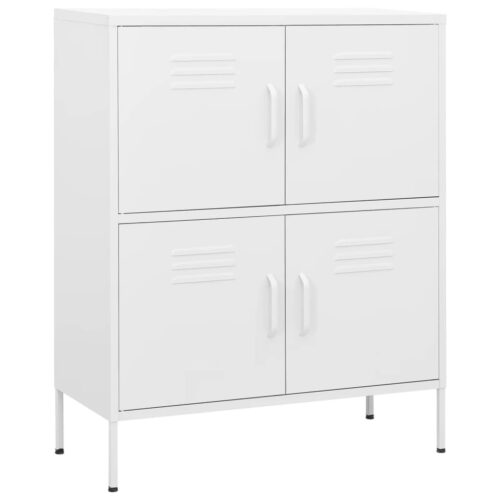Industrial Steel Cabinet Storage Shelf Console Table Sideboard Cupboard White