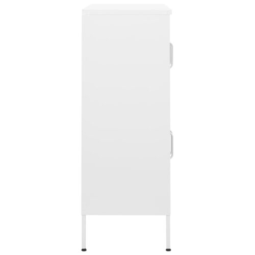 Industrial Steel Cabinet Storage Shelf Console Table Sideboard Cupboard White - Image 4