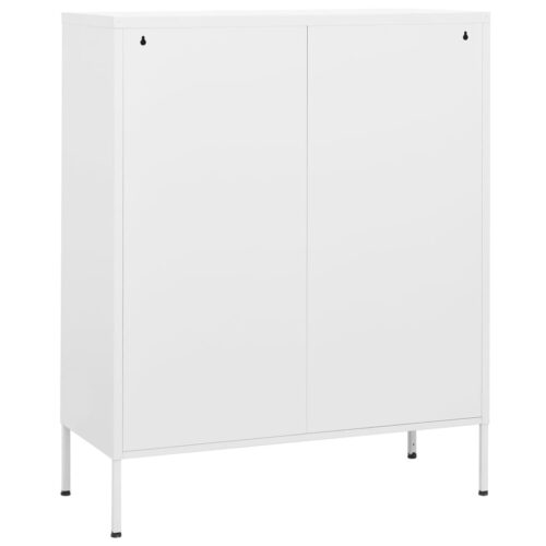 Industrial Steel Cabinet Storage Shelf Console Table Sideboard Cupboard White - Image 5