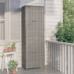 Garden Storage Cabinet Grey 59x40x180cm Poly Rattan