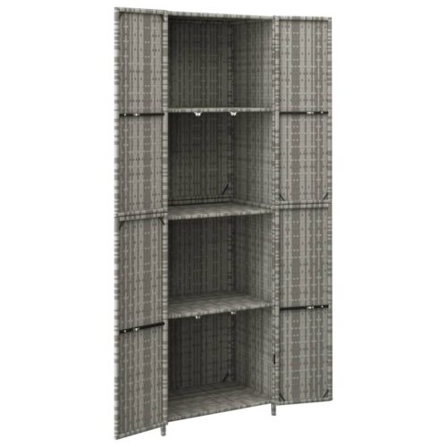Garden Storage Cabinet Grey 59x40x180cm Poly Rattan - Image 3
