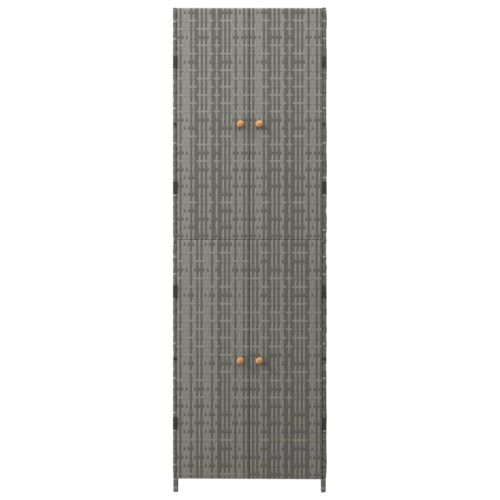 Garden Storage Cabinet Grey 59x40x180cm Poly Rattan - Image 4