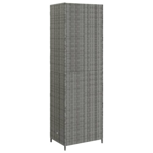 Garden Storage Cabinet Grey 59x40x180cm Poly Rattan - Image 6