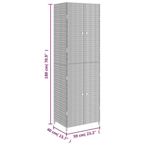 Garden Storage Cabinet Grey 59x40x180cm Poly Rattan - Image 8