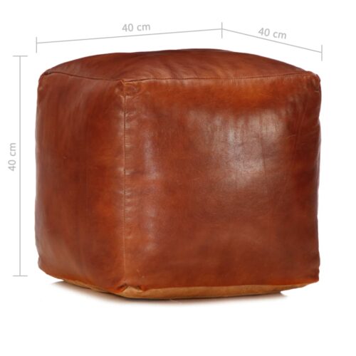Pouffe Tan 40x40x40cm Genuine Goat Leather - Image 4