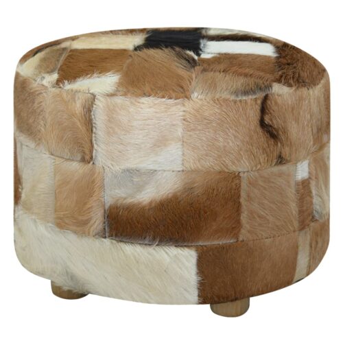 Pouffe Genuine Leather Round 50x50x45cm