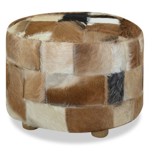 Pouffe Genuine Leather Round 50x50x45cm - Image 2