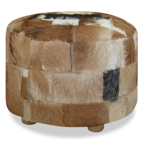 Pouffe Genuine Leather Round 50x50x45cm - Image 5