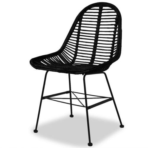 Dining Chairs 2pcs Black Natural Rattan - Image 3