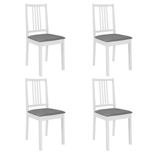 4x White Solid Wood Dining Chairs Set Farm Country Kitchen Cafe Padded Cushion