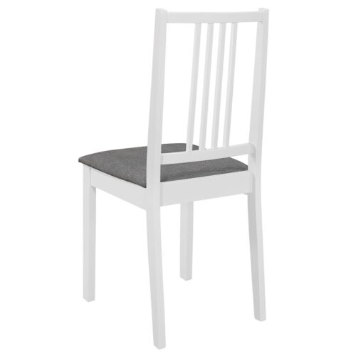 4x White Solid Wood Dining Chairs Set Farm Country Kitchen Cafe Padded Cushion - Image 5