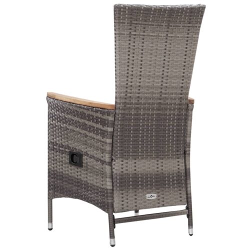 3-Piece Garden Lounge Set with Cushions Poly Rattan Wicker Outdoor Patio Furniture Grey - Image 6