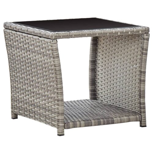 3-Piece Garden Lounge Set with Cushions Poly Rattan Wicker Outdoor Patio Furniture Grey - Image 9