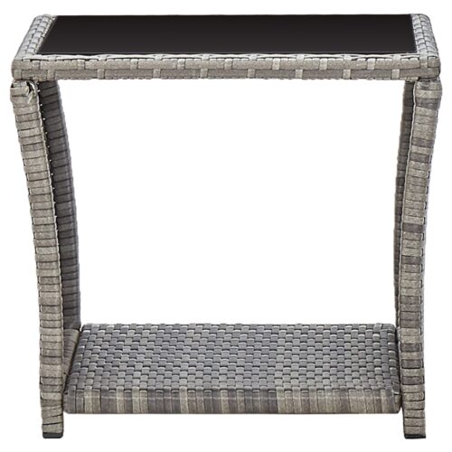 3-Piece Garden Lounge Set with Cushions Poly Rattan Wicker Outdoor Patio Furniture Grey - Image 10