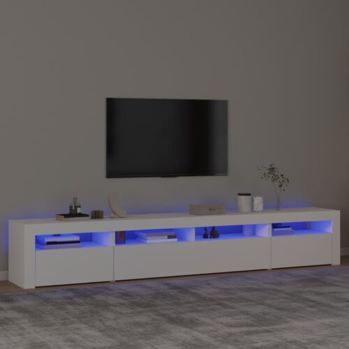 TV Cabinet with LED Lights White 240x35x40cm - Image 4