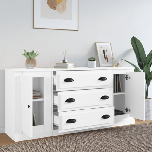 Sideboards 3pcs White Engineered Wood - Image 3
