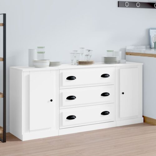 Sideboards 3pcs White Engineered Wood - Image 12