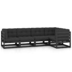 5-Piece Garden Lounge Set with Cushions Pine Wood Outdoor Patio Furniture
