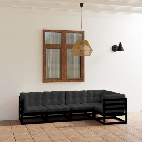 5-Piece Garden Lounge Set with Cushions Pine Wood Outdoor Patio Furniture - Image 12