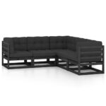 5-Piece Garden Lounge Set with Cushions Pine Wood Outdoor Patio Furniture