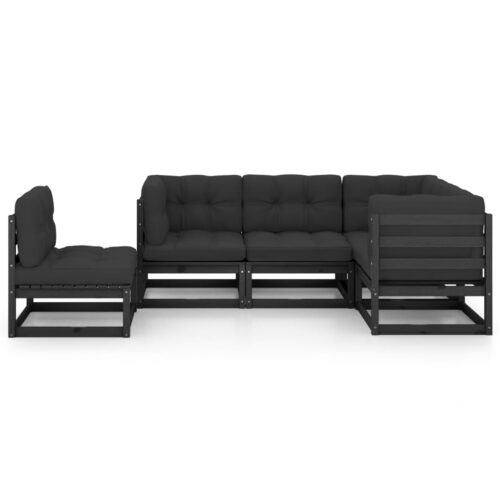 5-Piece Garden Lounge Set with Cushions Pine Wood Outdoor Patio Furniture - Image 2