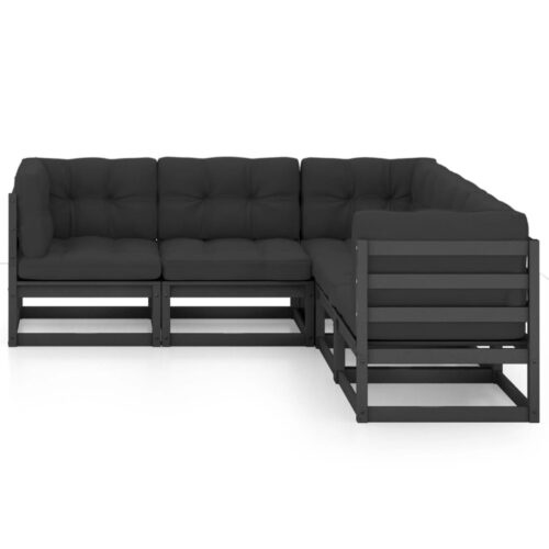 5-Piece Garden Lounge Set with Cushions Pine Wood Outdoor Patio Furniture - Image 2