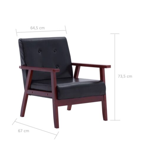 Sofa Set 2-Piece Black Faux Leather - Image 8