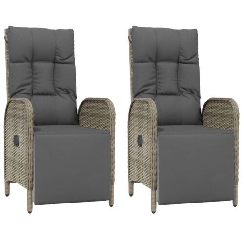 5-Piece Garden Dining Set with Cushions Black Grey Poly Rattan Wicker Outdoor Patio Furniture - Image 4