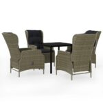 5-Piece Garden Dining Set Brown