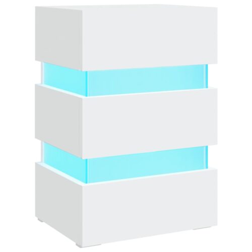 LED Bedside Cabinet White 45x35x67cm Engineered Wood