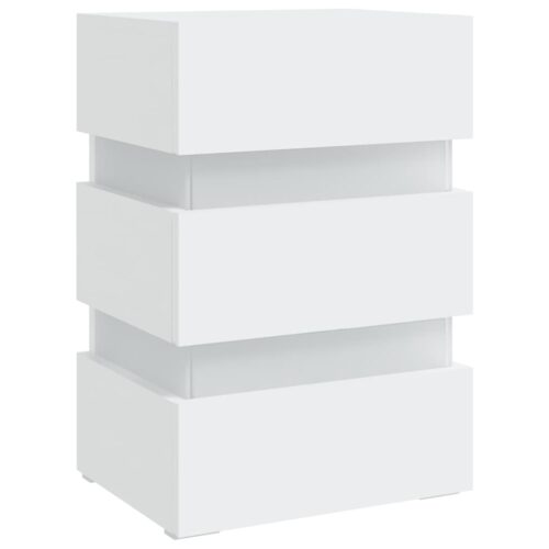 LED Bedside Cabinet White 45x35x67cm Engineered Wood - Image 4