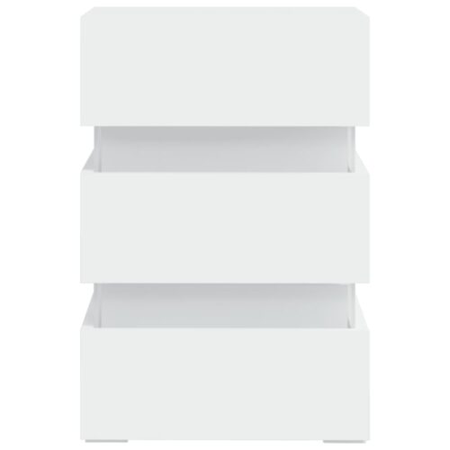 LED Bedside Cabinet White 45x35x67cm Engineered Wood - Image 5