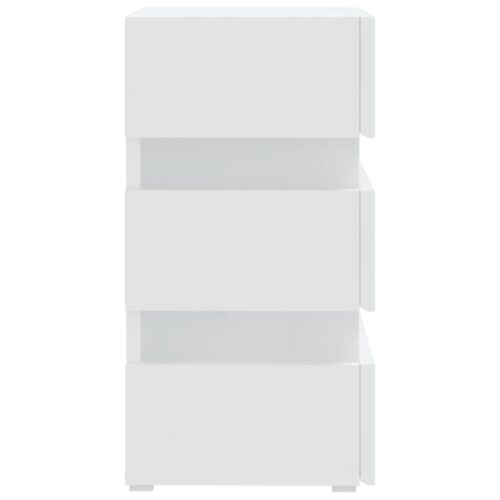 LED Bedside Cabinet White 45x35x67cm Engineered Wood - Image 6