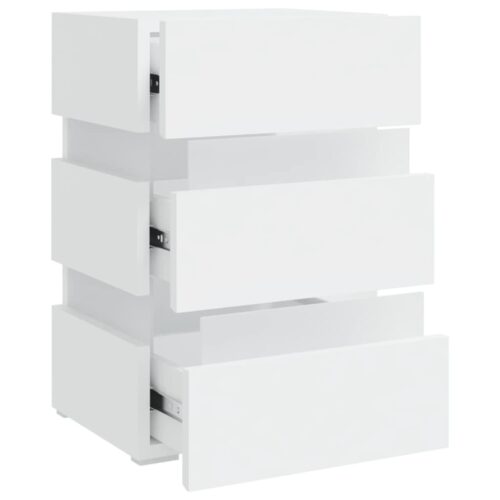 LED Bedside Cabinet White 45x35x67cm Engineered Wood - Image 7