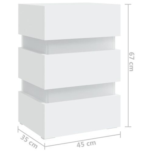 LED Bedside Cabinet White 45x35x67cm Engineered Wood - Image 11