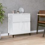 Sideboard High Gloss White 60x35x70cm Engineered Wood