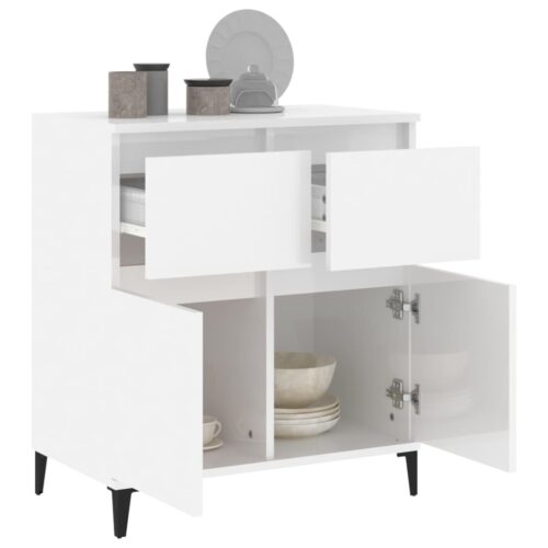 Sideboard High Gloss White 60x35x70cm Engineered Wood - Image 5
